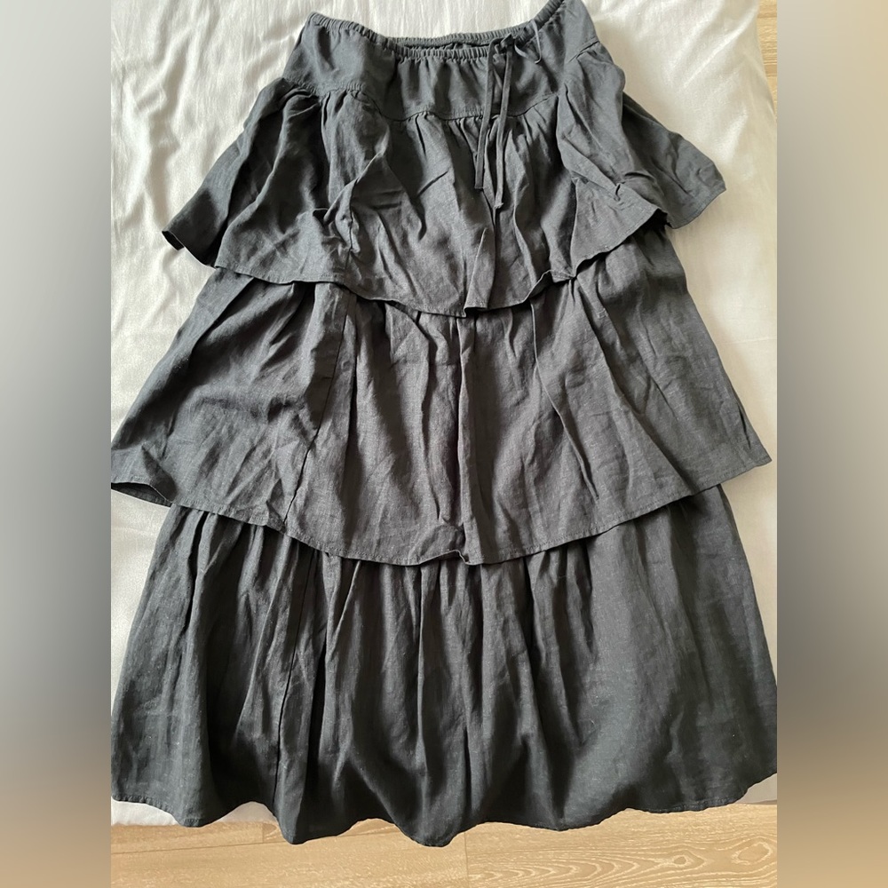 aritzia linen midi skirt